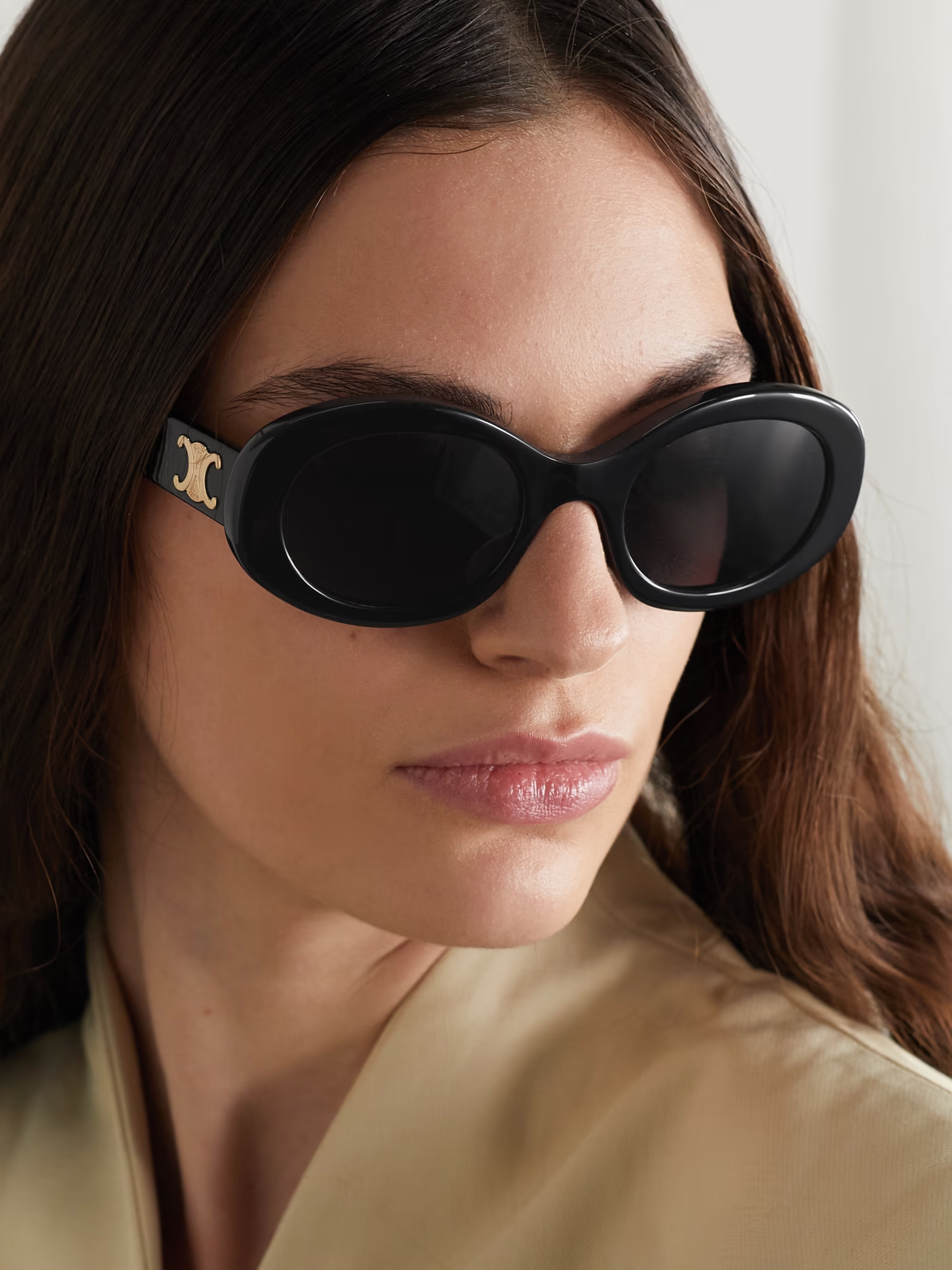 Triomphe oval-frame acetate sunglasses - black - One Size | NET-A-PORTER (US)