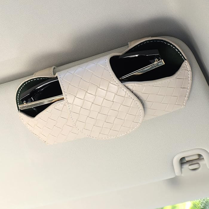 Sunglasses Holder for Car Visor Leather Glasses Case with Clips for Car Visor Automotive Interior... | Amazon (US)