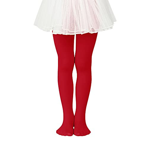 Zando Red Tights for Girls 10-12 - Red Tights for Girls Size 10-12 Ultra Soft Elastic Ballet Footed Halloween Tight Girl for Christmas Daily School 9-14 Years | Amazon (US)