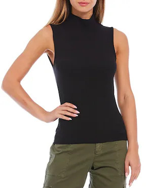 Sanctuary Essential Mock Neck Sleeveless Knit Tank Top - XL | Dillard's