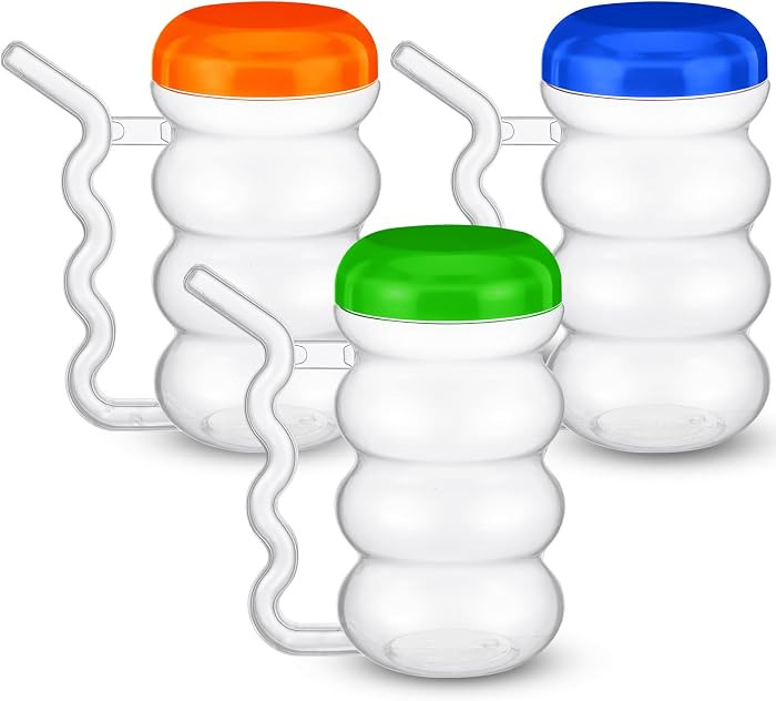 FoldTier 3 Pcs Sippy Cups 14 oz Easy to Grip Plastic Kid's Cup Where The Handle Is The Straw Clea... | Amazon (US)