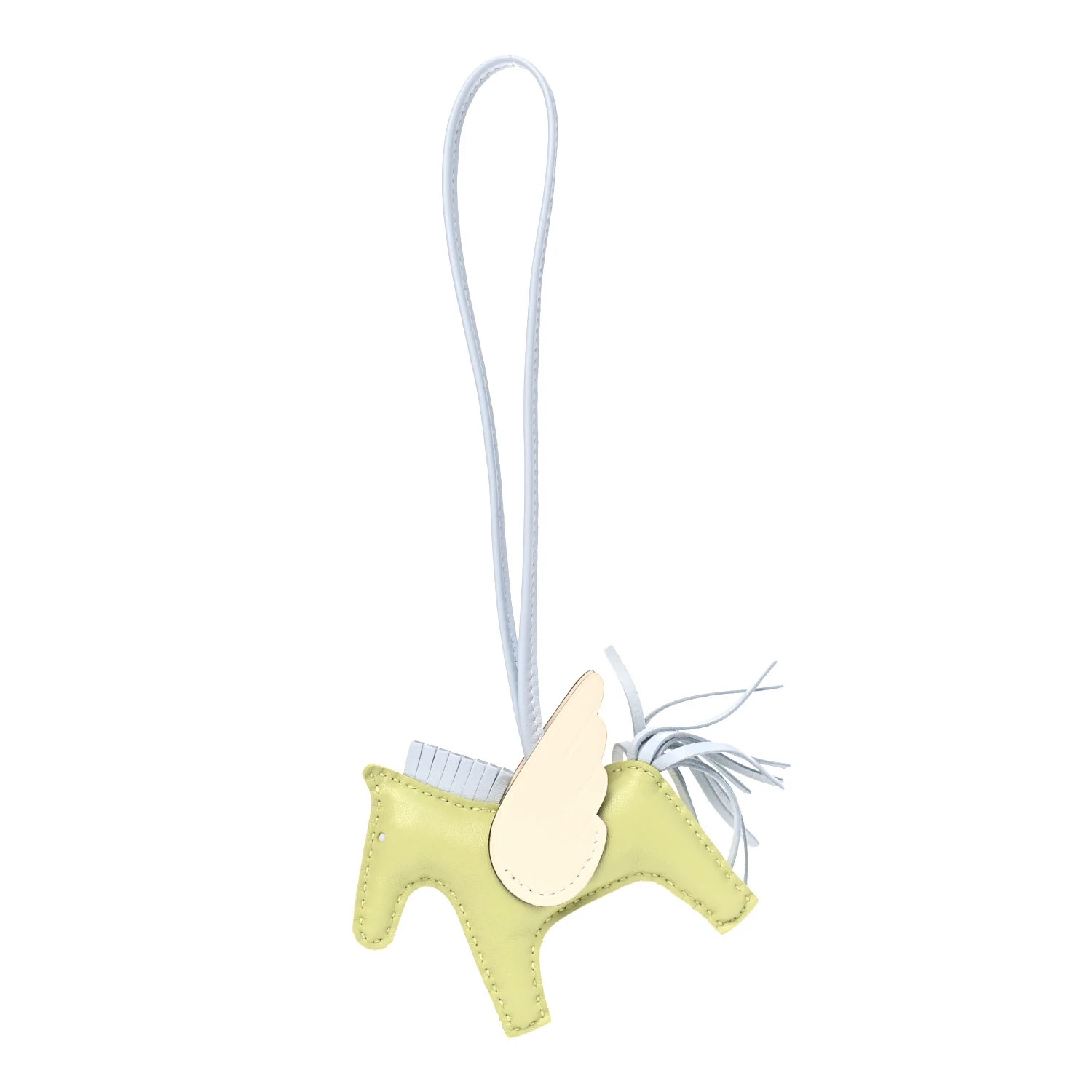 HERMES Milo Lambskin Grigri Rodeo Pegase Horse Bag Charm PM Jaune Bourgeon Bleu Brume Nata | FASH... | Fashionphile