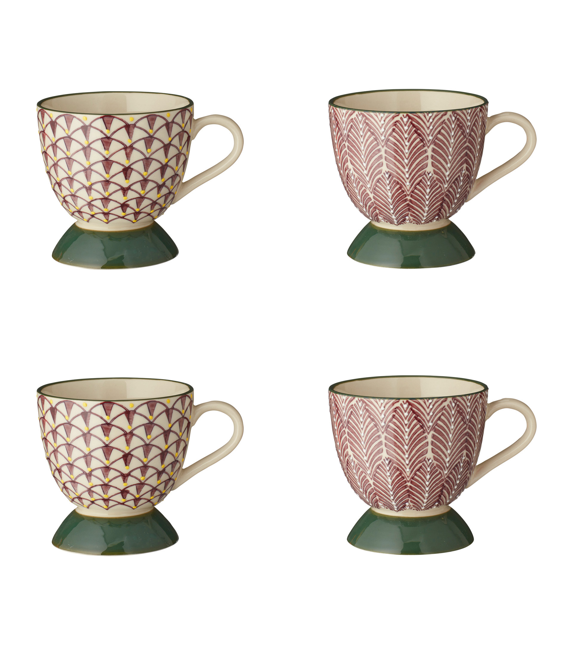 Zellige Mugs Set of Four - Purple / Green | OKA US