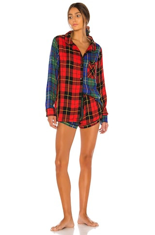 Plush Ultra Soft Woven Patchwork PJ & Bandana Scrunchie Set in Red & Green Plaid from Revolve.com | Revolve Clothing (Global)