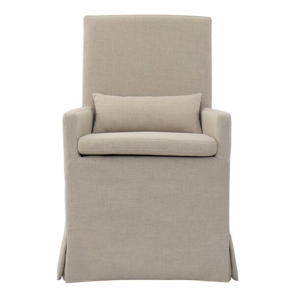 Sandspur Beach Brushed Linen Arm Dining Chair with Casters | Bellacor