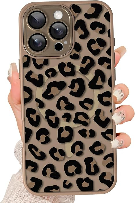 Magnetic for iPhone 16 Pro Max Case for Women Men, Brown Leopard | Amazon (US)