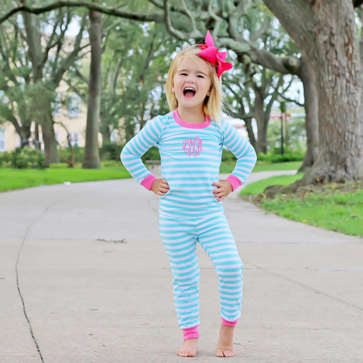 Turquoise and White Stripe Pajamas | Classic Whimsy