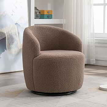 KIVENJAJA Swivel Barrel Chair, Teddy Sherpa Upholstered Modern Round Accent Arm Chairs, Boucle 36... | Amazon (US)