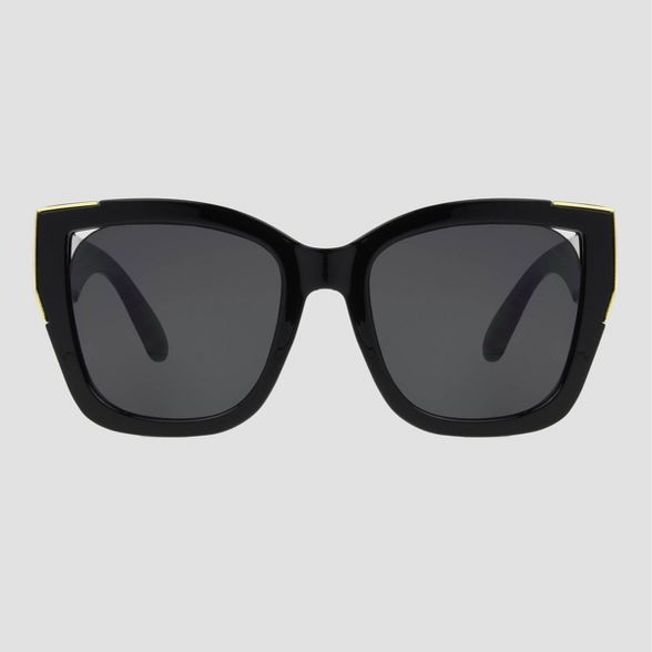 Women's Oversized Square Sunglasses with Gold Accents - A New Day™ Black | Target
