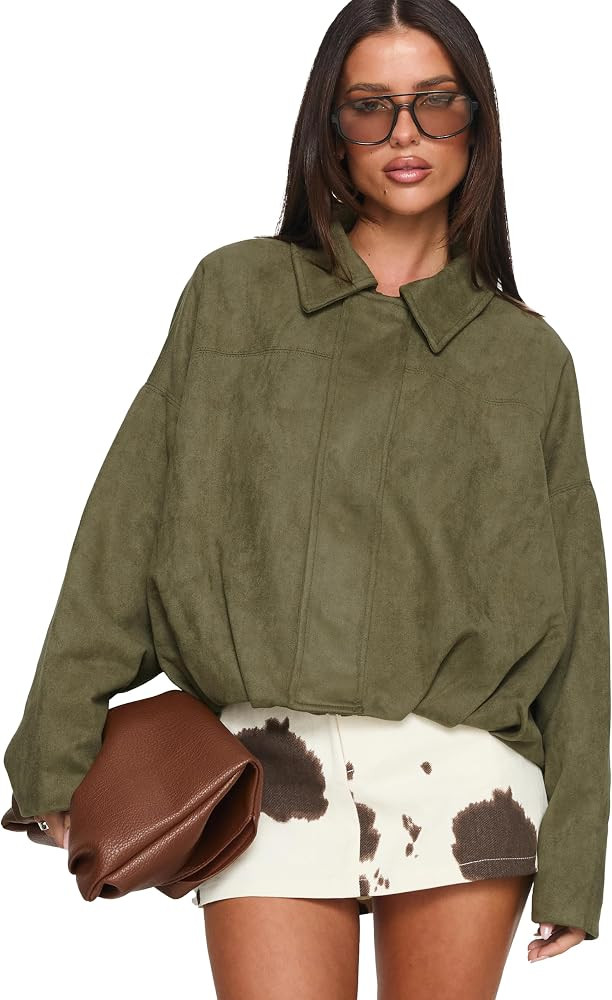 Princess Polly Women's Enlightened Faux Suede Bomber Jacket | Amazon (US)