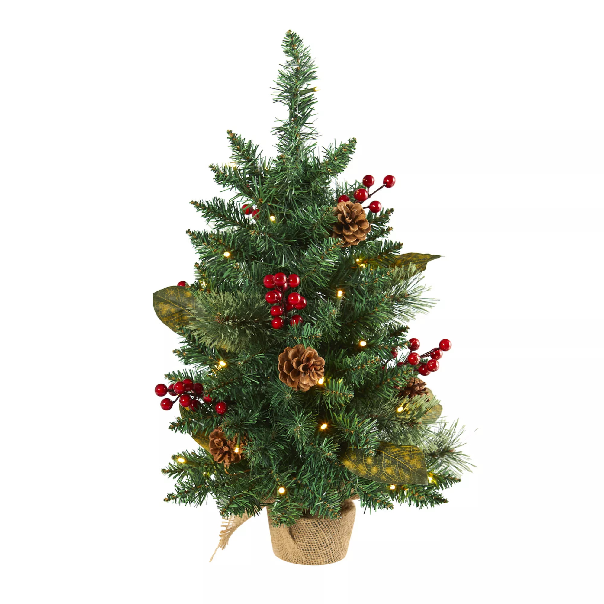 nearly natural 2-ft. Pine, Pinecone & Berries Pre-Lit Artificial Christmas Tree - Indoor | Kohl's