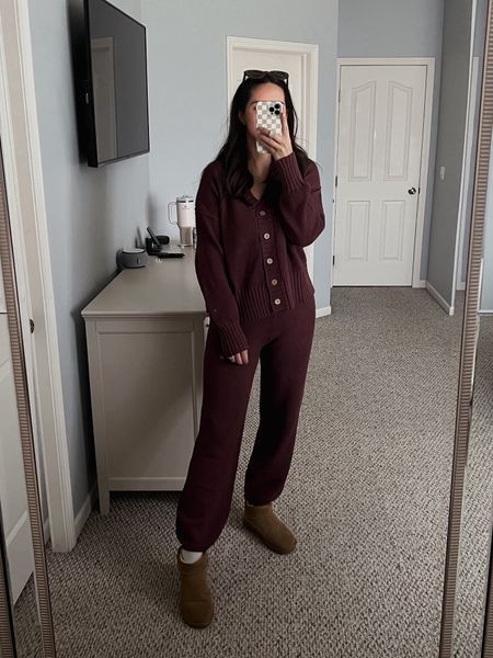 Amazon find: look for less for the free people Hailee cardi  set! I’m wearing a large for a slouchy fit. The material is 💯

Winter outfit / spring outfit / ultra min uggs for less / sweater set / matching set / two piece set / lounge outfit / free people inspired 

#LTKSeasonal #LTKstyletip #LTKfindsunder50