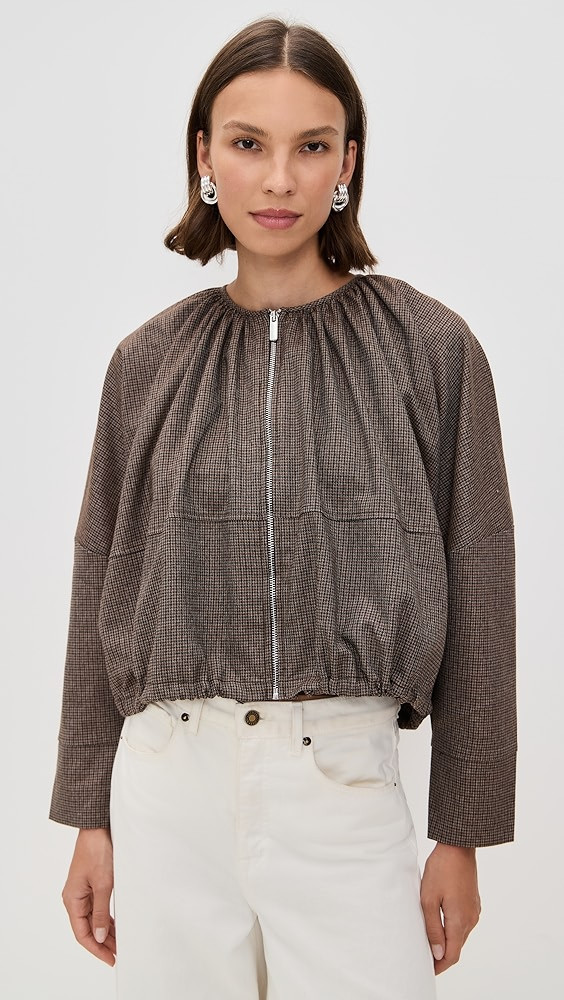 Zip Up Collarless Blouson | Shopbop