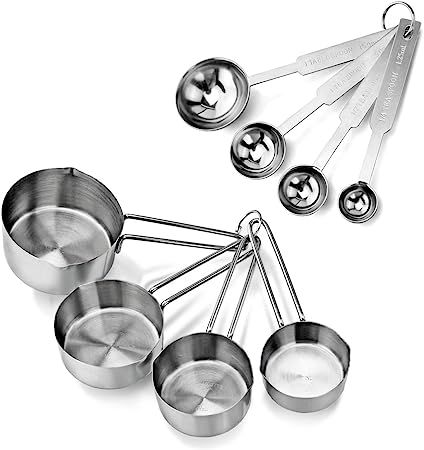 New Star Foodservice 42917 Stainless Steel Measuring Spoons and Measuring Cups Combo, Set of 8 | Amazon (US)