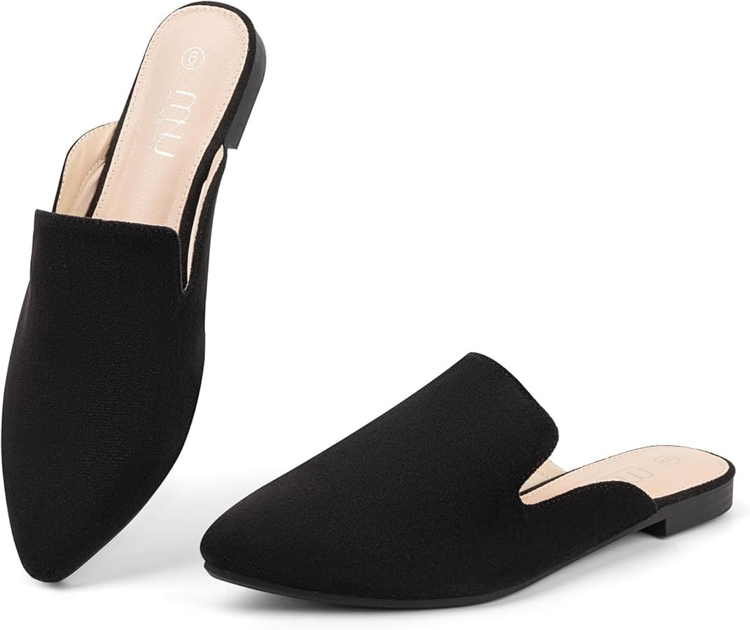 MUSSHOE Mules for Women Flats Comfortable Pointed Toe Women Mules | Amazon (US)