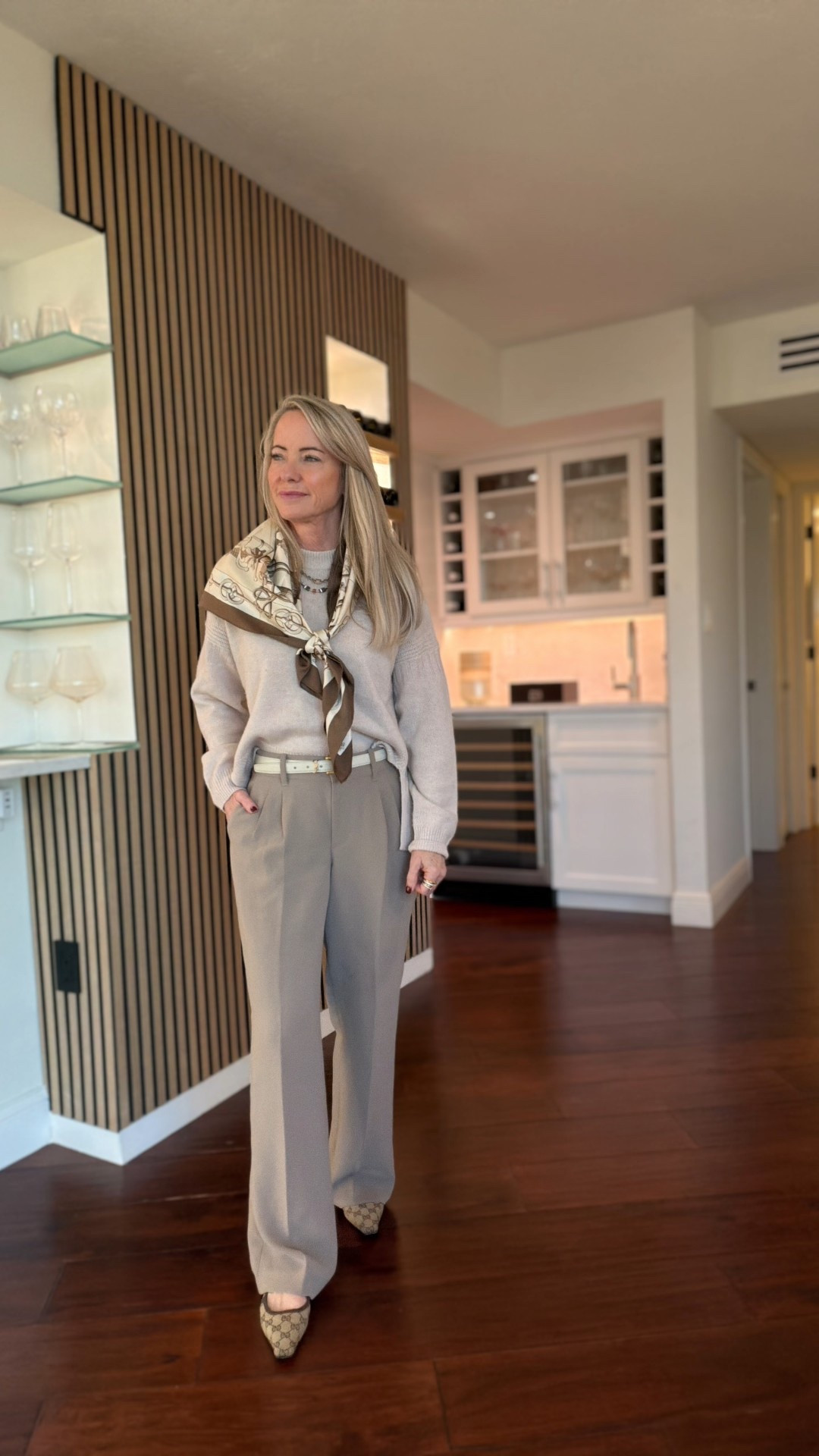 An all-investment neutral look 🤍
Tailored wide-leg trousers, a quality knit, leather belt, and a silk scarf — these are the pieces I reach for over and over because they mix effortlessly and always look polished.

I buy less now, but I buy better… and my wardrobe is so much easier because of it.

#LTKootd #LTKOver40 #LTKSeasonal