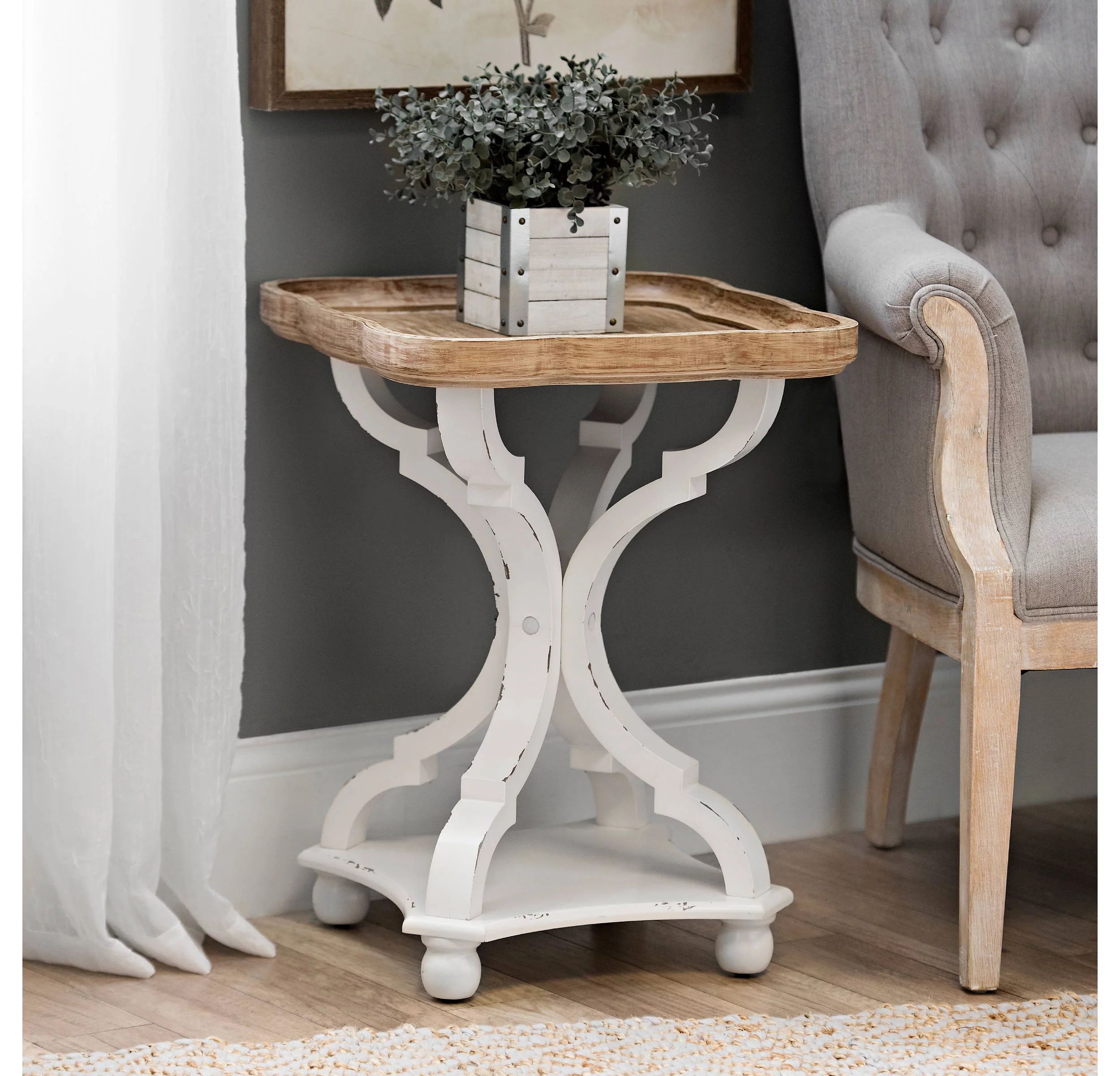 COZAYH Rustic Farmhouse Cottage core Accent End Table, Natural Tray Top Side Table Nightstand for... | Walmart (US)
