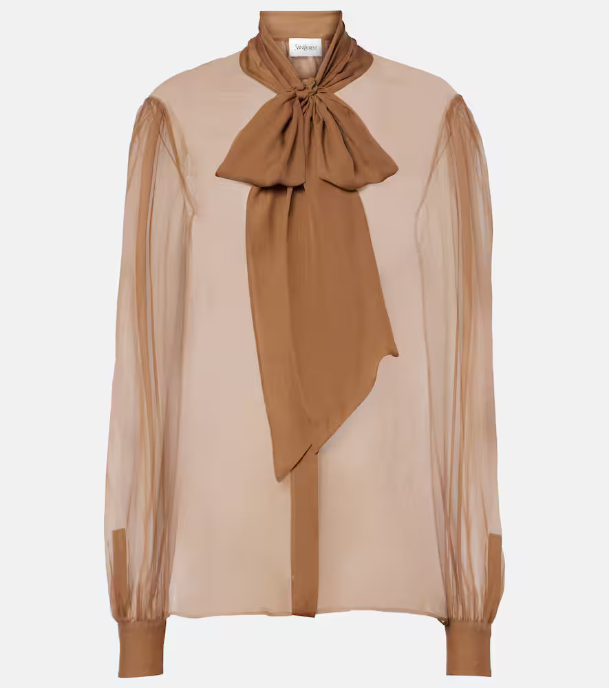 Saint Laurent Tie-neck silk chiffon blouse | Mytheresa (INTL)