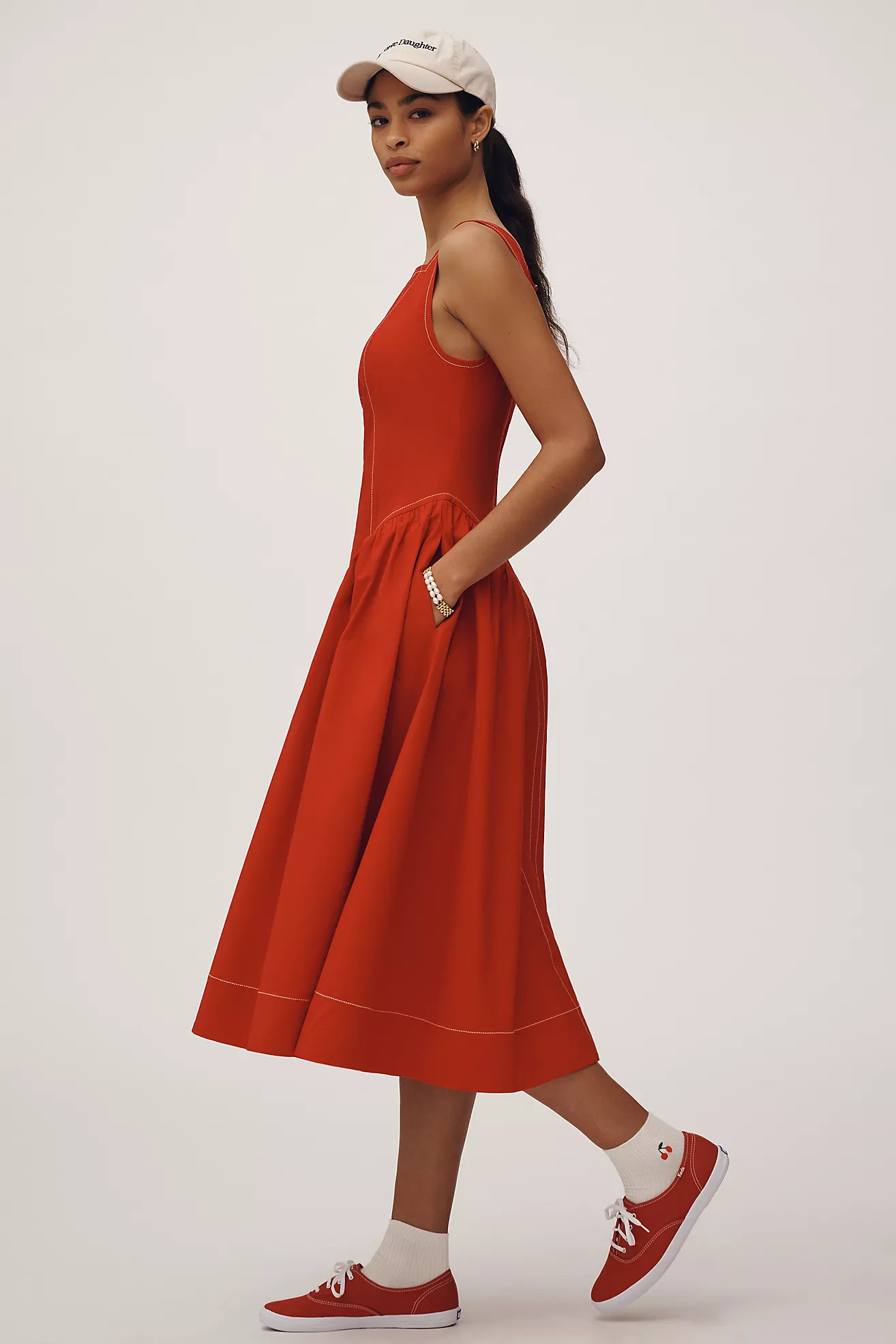 By Anthropologie High-Neck Seamed Midi Dress | Anthropologie (US)