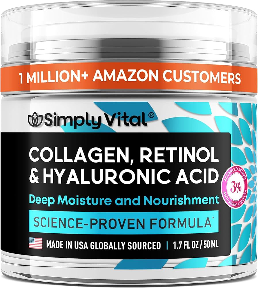 SimplyVital Collagen, Retinol & Hyaluronic Acid Cream - Anti-Aging Face Moisturizer for Face, Fir... | Amazon (US)