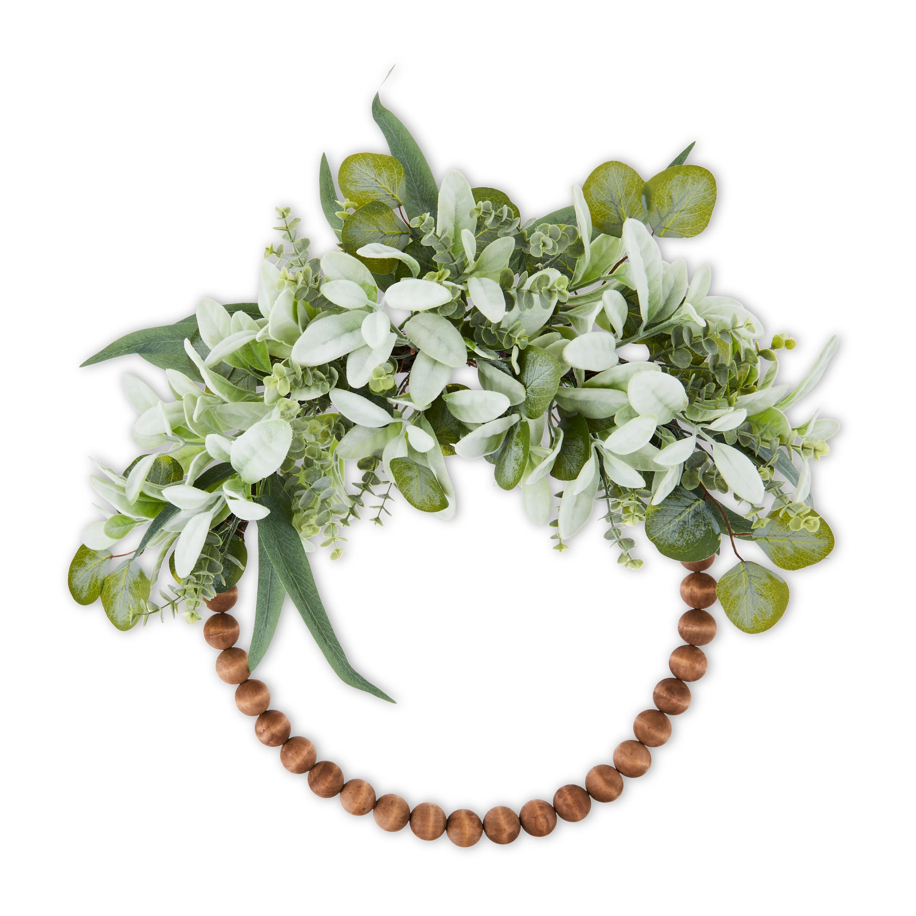 16 inch Length X 20 inch Height Harvest Wood Bead Green Leaves Wreath, Way to Celebrate | Walmart (US)