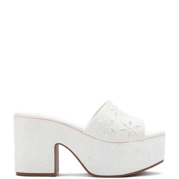 Miso Platform Sandal In White Linen | Larroude