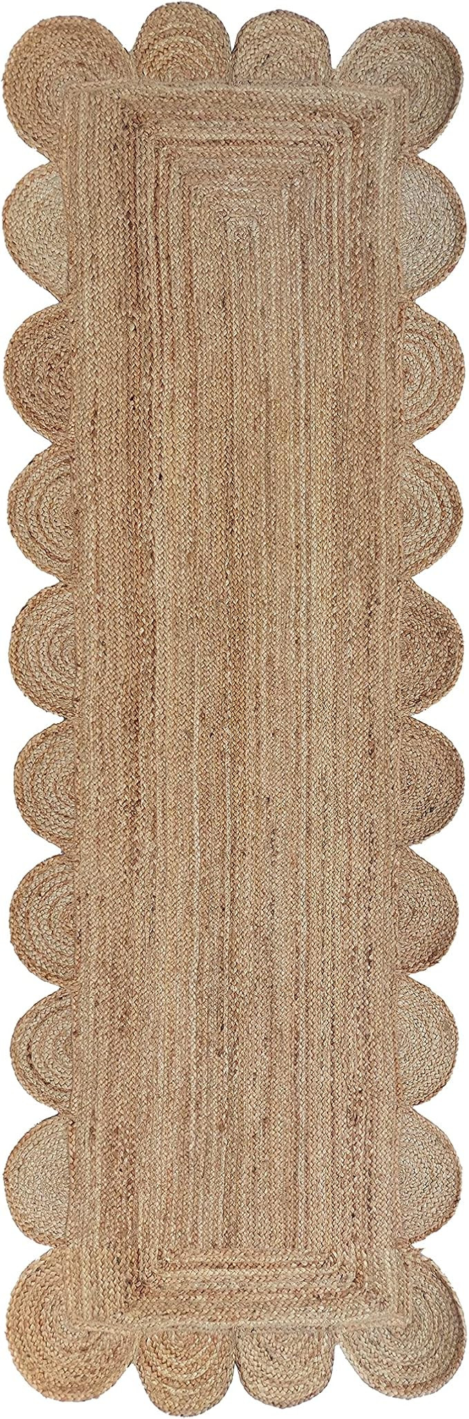 Scalloped Natural Jute Area Rug, Natural Color (2'6"X8') | Amazon (US)