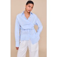 Light Blue Asymmetric Drape Shirt | PrettyLittleThing UK