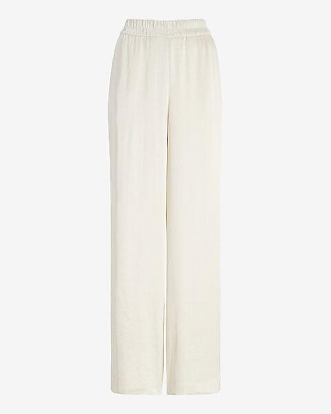 High Waisted Luxe Satin Wide Leg Pant | Express
