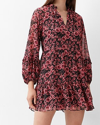 Floral Tiered Trapeze Dress | Express