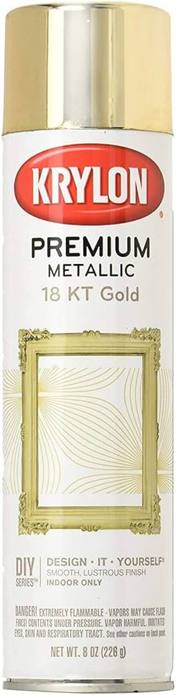 Krylon K01000A07 Premium Metallic Spray Paint Resembles Actual Plating, 18K Gold, 8 oz | Amazon (US)