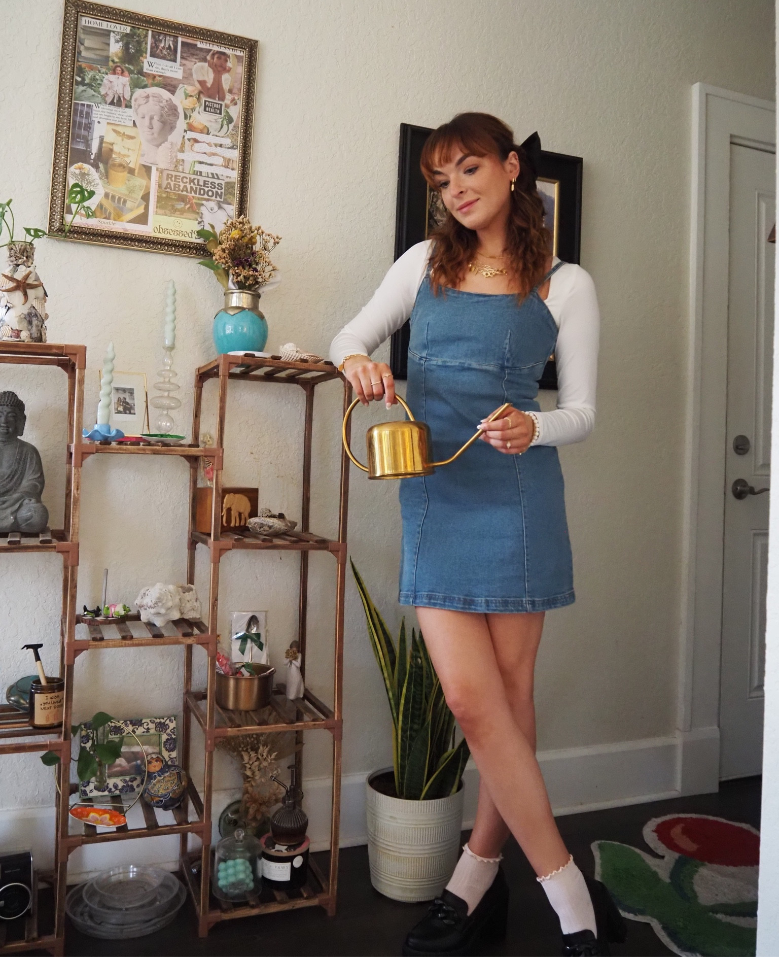 Loving this denim minidress and heeled loafers with cutie ankle socks! #fallfashion #fallstyle #denimdress #bow #girly #trendy 

#LTKshoecrush #LTKSeasonal #LTKstyletip