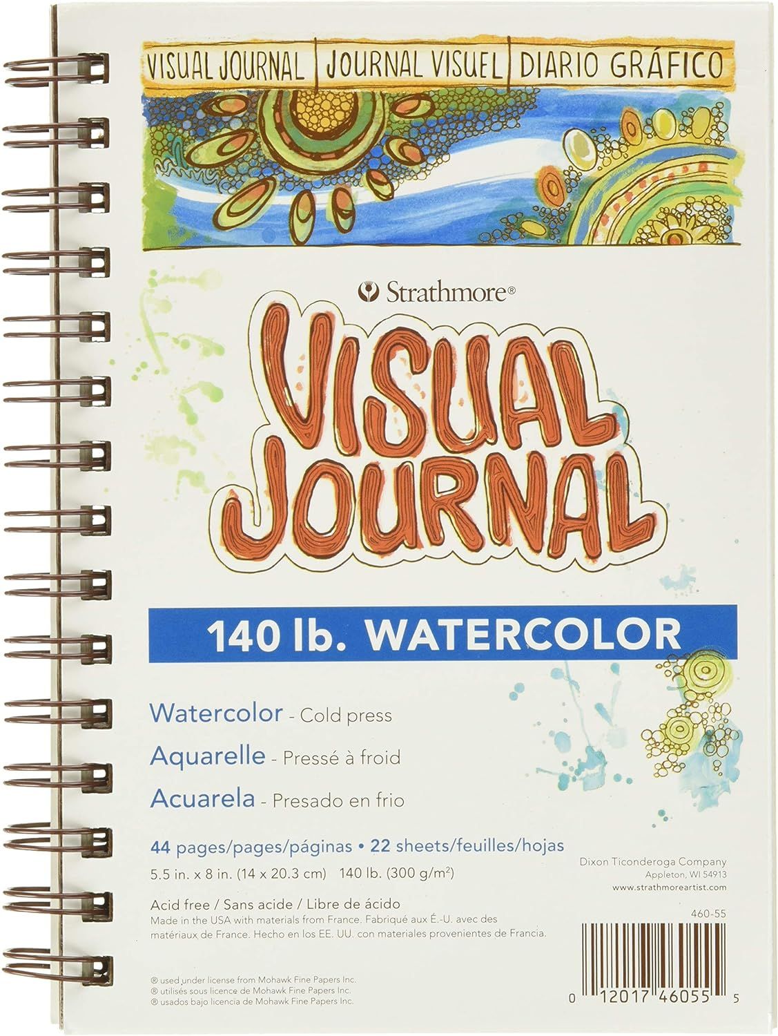 Strathmore 460-55 400 Series Visual Watercolor Journal, 140 LB Cold Press, 5.5"x8", 22 Sheets , W... | Amazon (US)