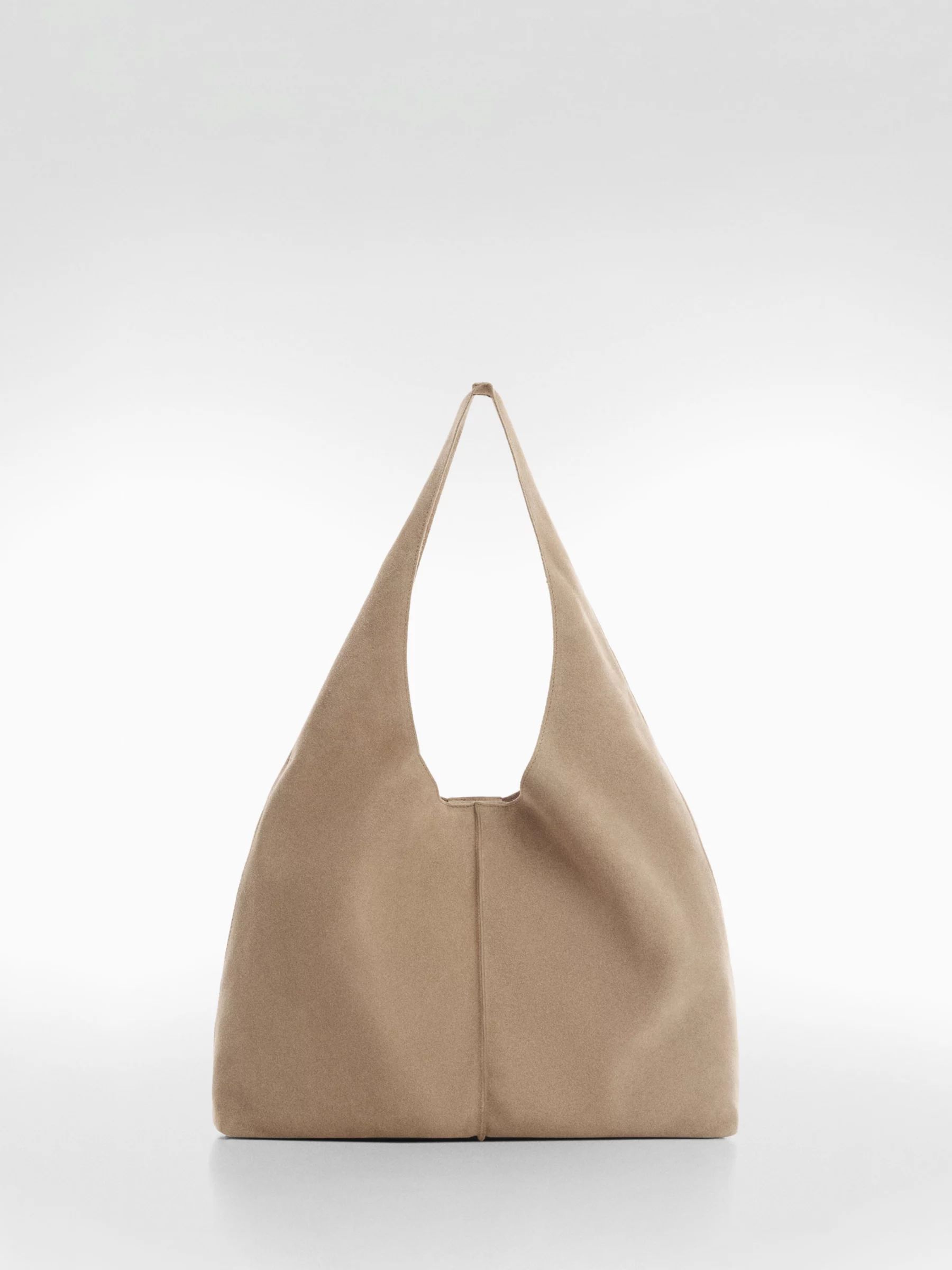 Mango Gabriel Leather Shopper Bag, Light Brown | John Lewis (UK)