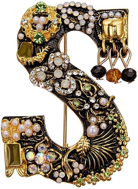 Crystal Pearl Initial Brooches Pins Gold Letter A-Z Lapel Pin Enamel Colorful Alphabet Letter Bre... | Amazon (US)