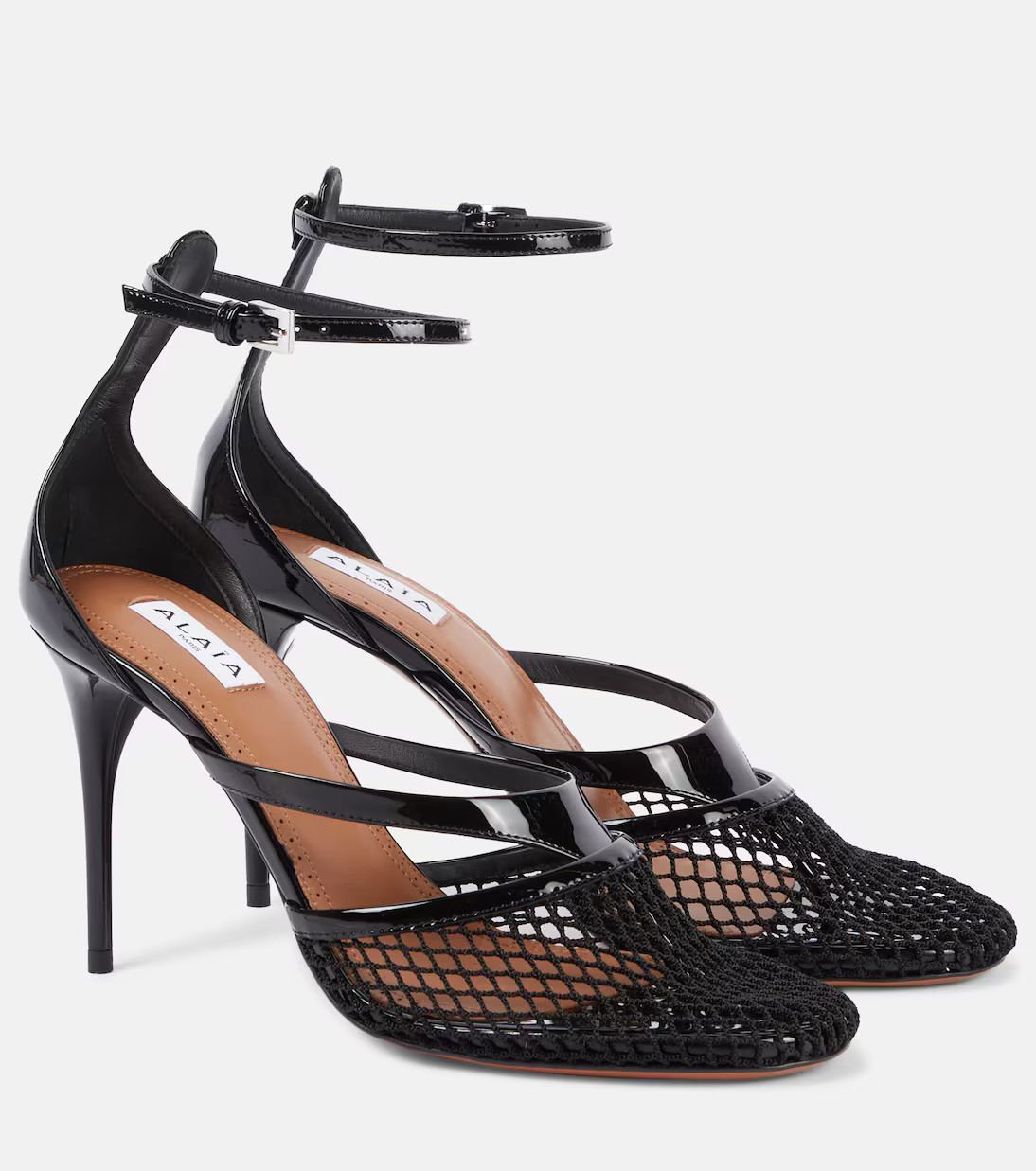 Infradito 90 fishnet patent leather pumps | Mytheresa (INTL)