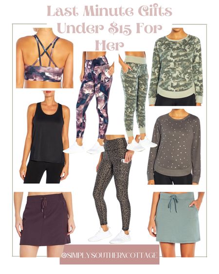 last minute gifts for her under $15 / athletic girl gifts / athlesiure / zulily arrives in time for christmas/ work out tanks / leggings / sweatshirts / sweat pants / sports bra / tennis skirt 

#LTKGiftGuide #LTKHoliday #LTKSeasonal