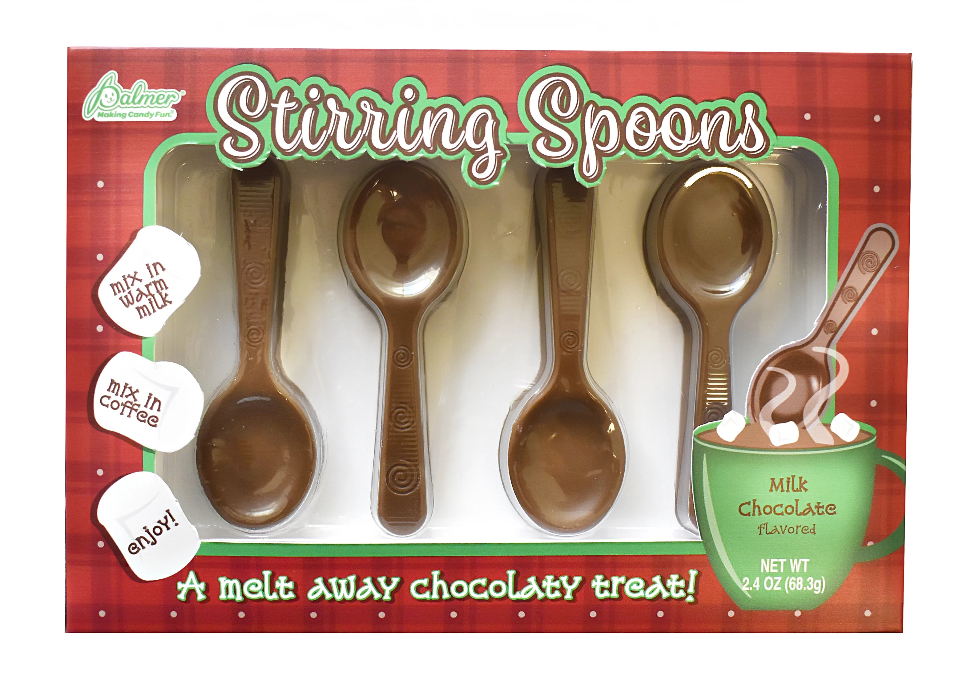 R.M. Palmer Holiday Stirring Spoons, Milk Chocolate Flavor, 4 Count - Walmart.com | Walmart (US)