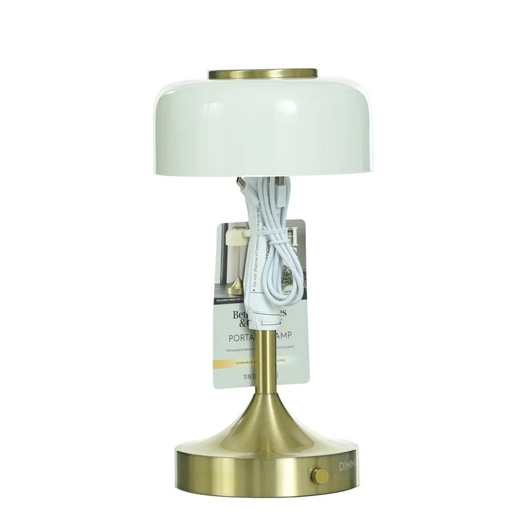 Better Homes & Gardens Portable Milk Glass Table Lamp, Rechargeable - Walmart.com | Walmart (US)