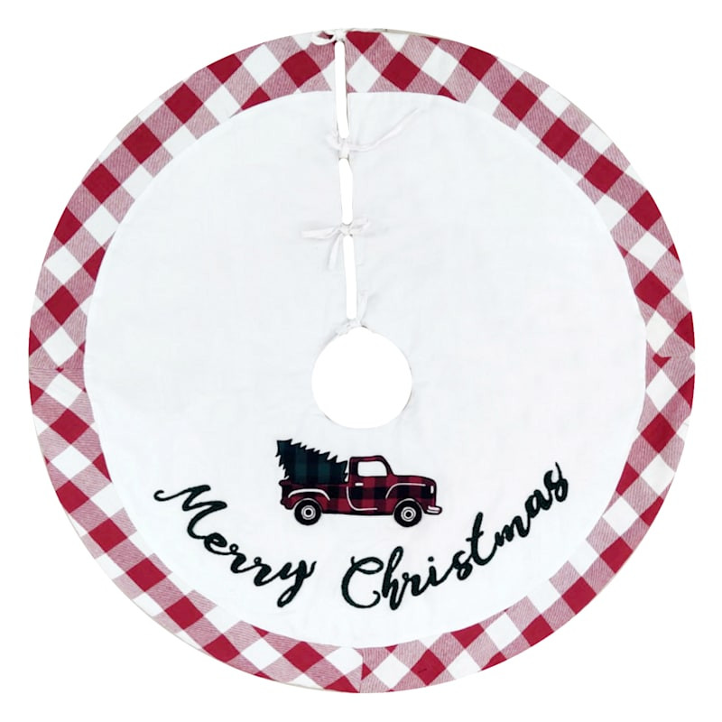 Farm Truck Tree Skirt with Buffalo Plaid Border, 48" | At Home