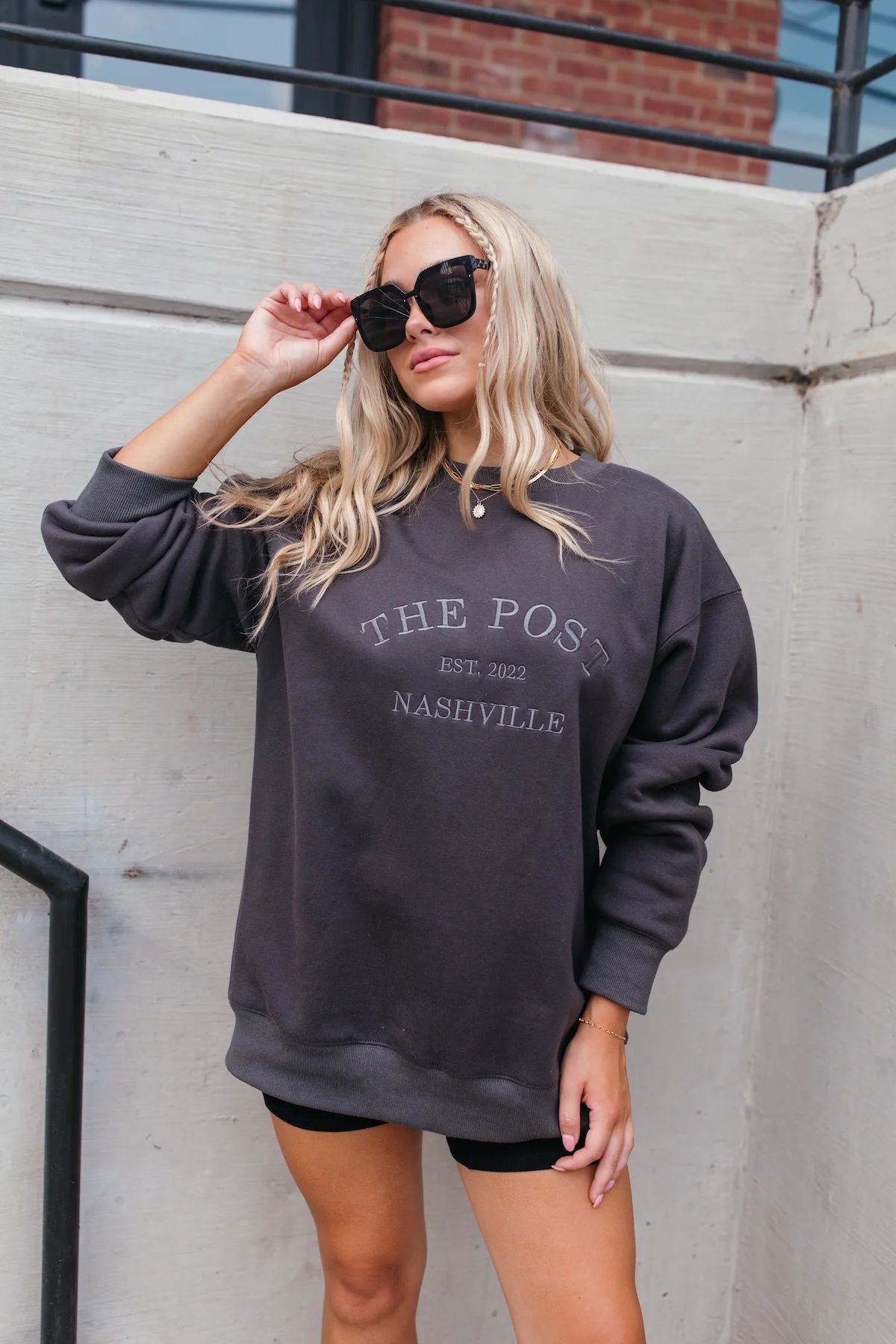 Postie Charcoal Oversized Sweatshirt | The Post