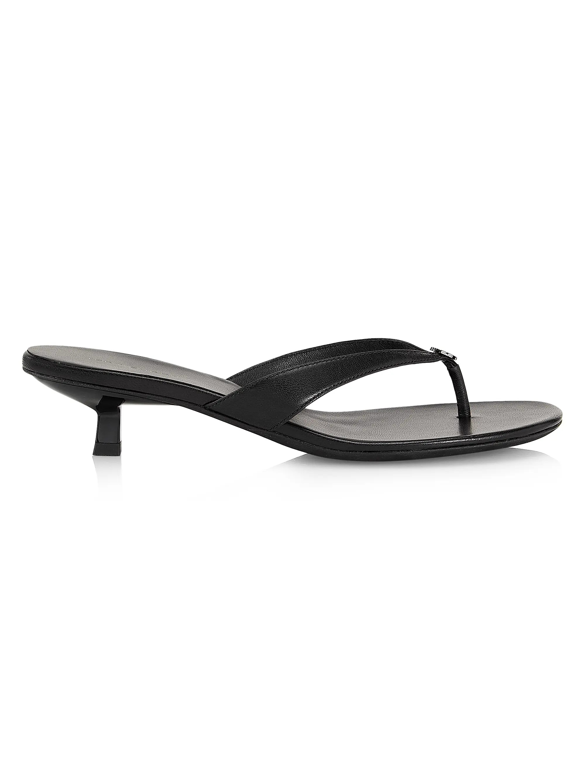 Classic Logo 35MM Leather Kitten-Heel Sandals | Saks Fifth Avenue