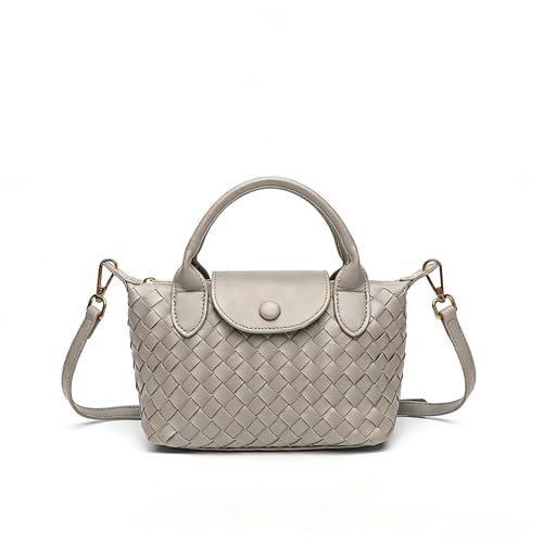 Mini women's crossbody bag in a color-block knit design; compact luxury boho-style handbag; vegan leather waist bag (6# Agate Gray) | Amazon (US)
