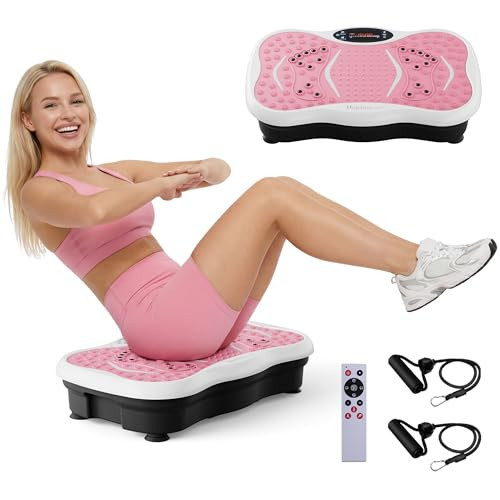 Vibration Plate Exercise Machine, 200 Speeds Vibrating Plate for Lymphatic Drainage, Vibrating Shaking Full Body Shaker Workout, Vibration Fitness Platform for Weight Loss, for Home, Baby Pink | Amazon (US)