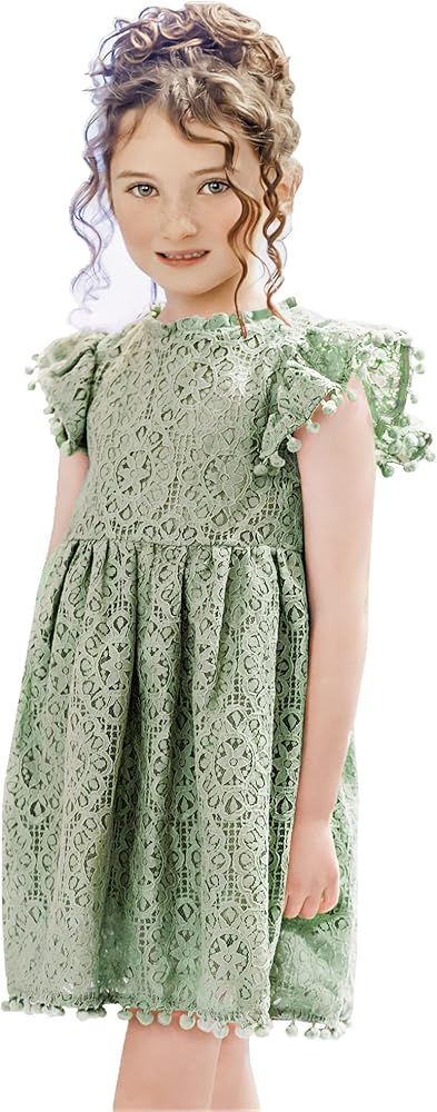 2Bunnies Girl Vintage Lace Pom Pom Trim Birthday Party Dress | Amazon (US)