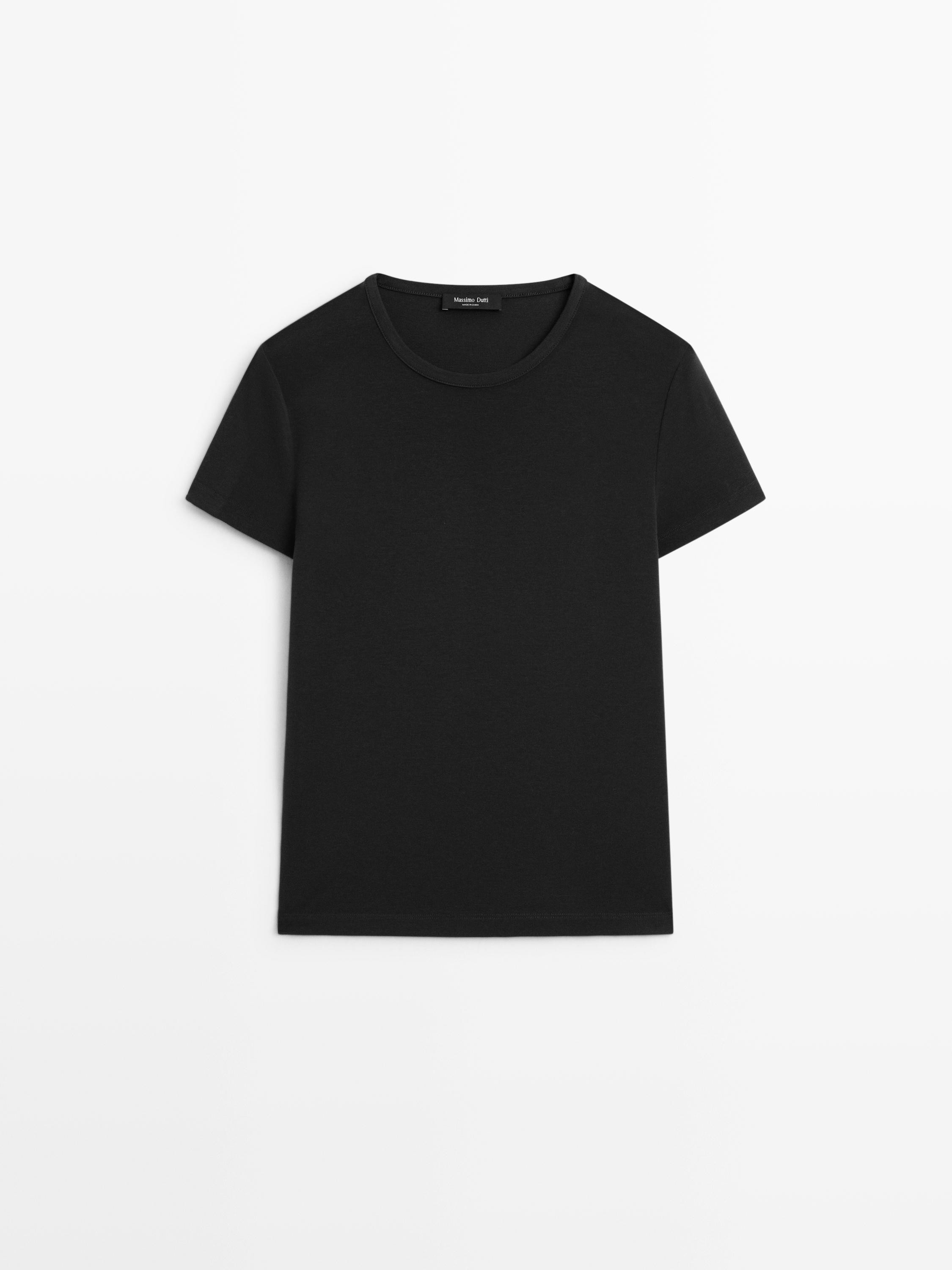 Lyocell blend short sleeve T-shirt | Massimo Dutti UK