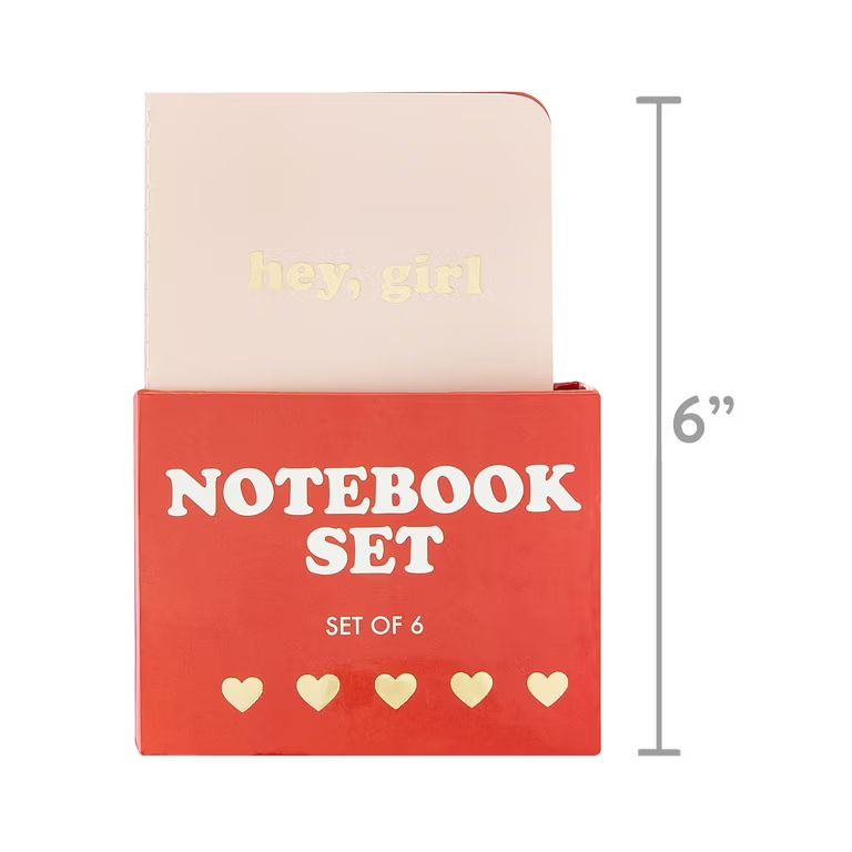 Valentine's Day Pink Hey Girl Notebook Set, 3.5" x 5.5", 6 Count, by Way To Celebrate | Walmart (US)