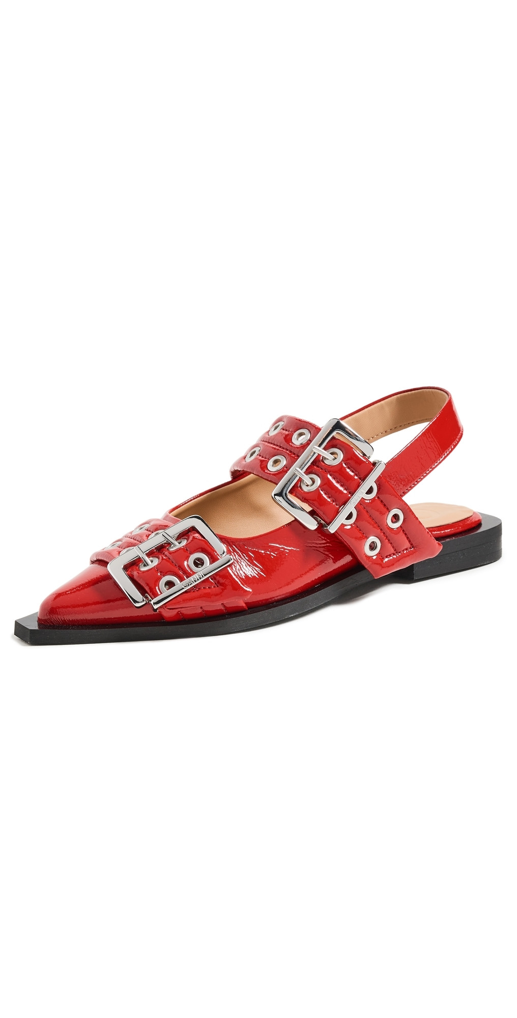 GANNI Buckle Ballerina Napalack Flats Racing Red 35 | Shopbop