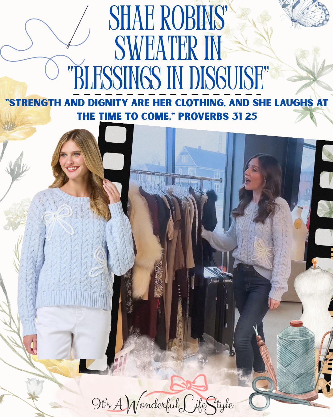 Get Shae Robins' beautiful blue bow sweater seen in "Blessings in Disguise."

The sweater Shae wears is more than just a cozy, feminine piece... It’s a reflection of the film’s heart. With its delicate knit texture and subtle bow details, it embodies a quiet elegance, the kind that doesn’t demand attention but draws you in with grace. It’s the kind of piece that feels both timeless and intentional... just like the message woven throughout the story. 

 #LTKSaleAlert