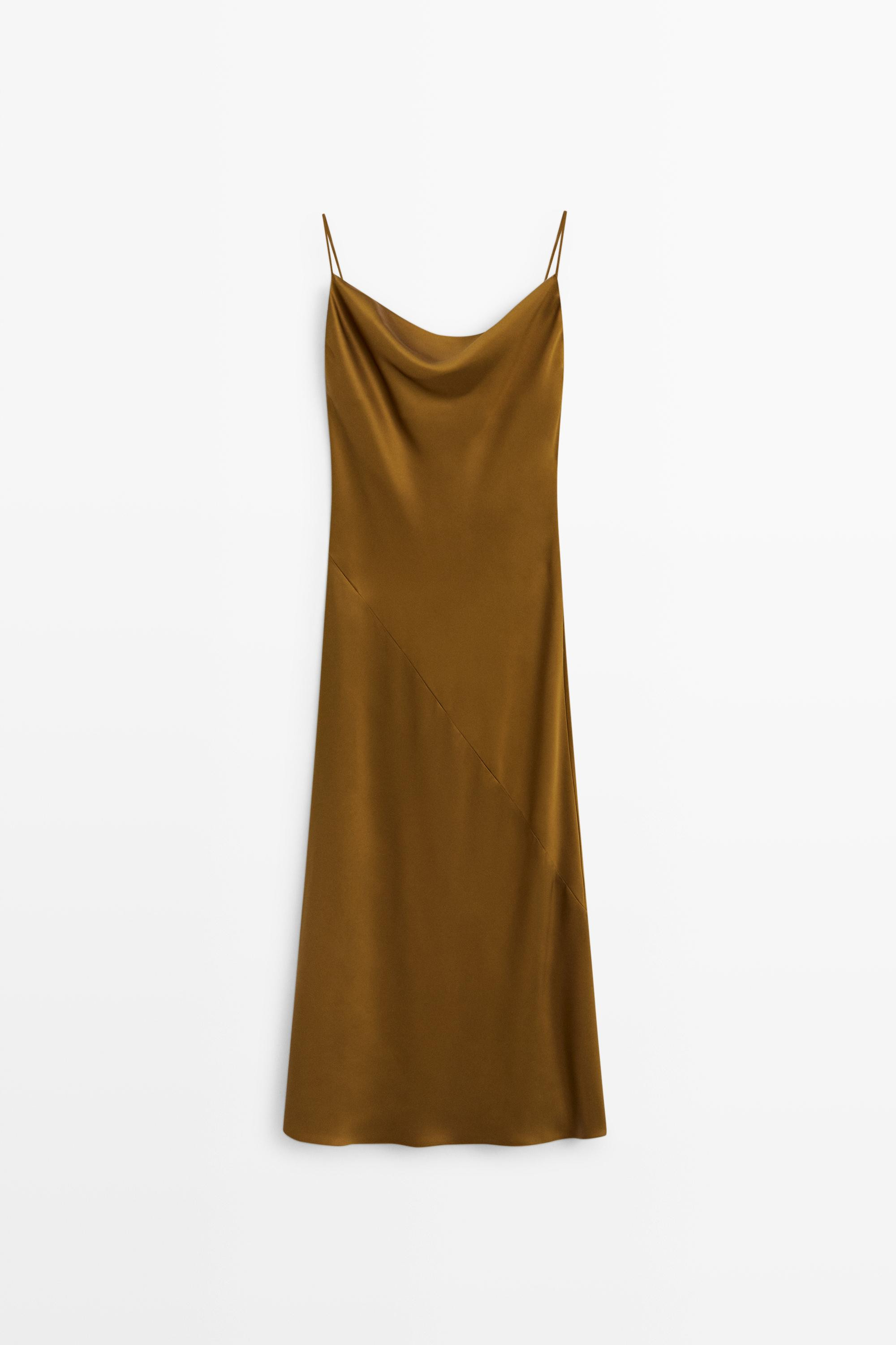 Fließendes Midikleid in Satinoptik | Massimo Dutti DE